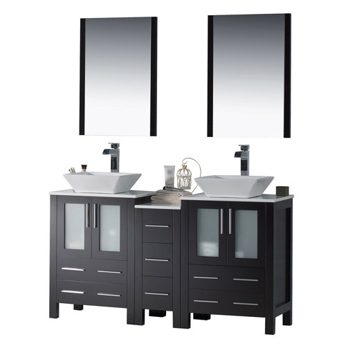 Orren Ellis Mance 60" Double Bathroom Vanity Set with Mirror Wayfair